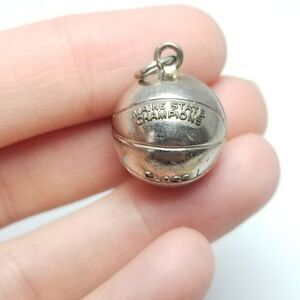 Vintage Class of 1970 Basketball Charm Pendant, Silver Tone Signed Jostens